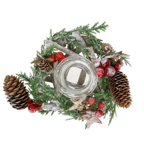 Floristik24 Decoratieve krans klein met glas Ø17cm