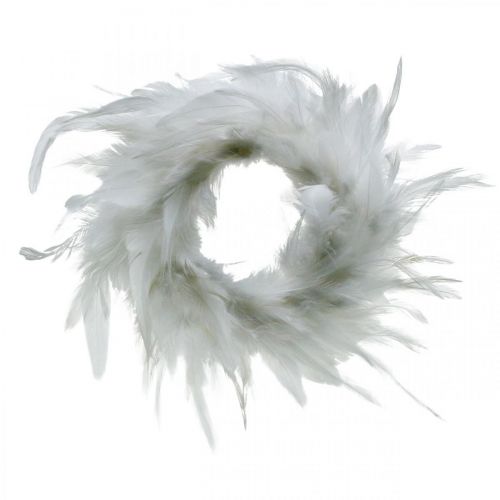Verenkrans wit klein Ø11cm Paasdecoratie echte veren