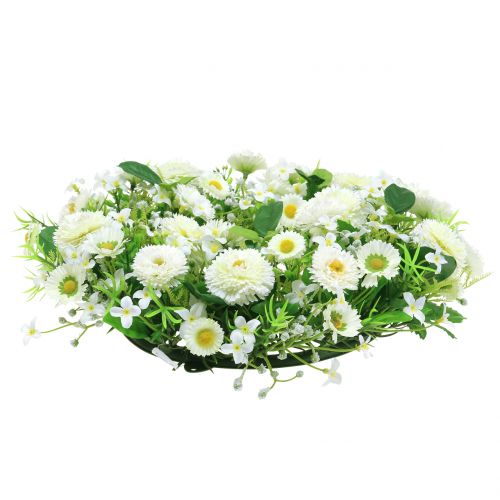 Floristik24 Bloemenkrans deco wit Bellis deurkrans zijden bloemen Ø30cm