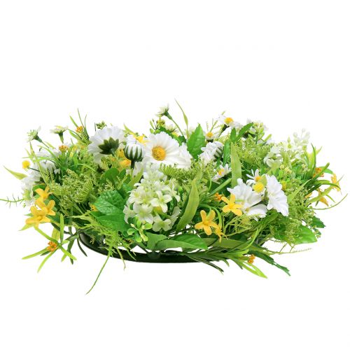 Floristik24 Lentekrans met gerbera's wit, geel Ø30cm