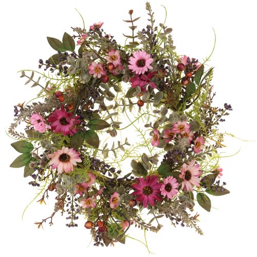 Floristik24 Bloemenkrans met madeliefjes en bessen oudroze Ø30cm