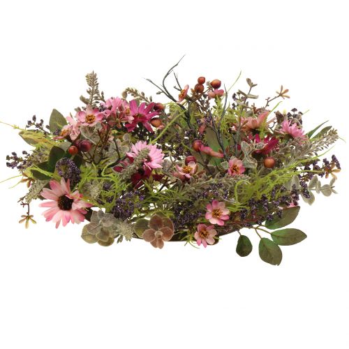 Floristik24 Bloemenkrans met madeliefjes en bessen oudroze Ø30cm
