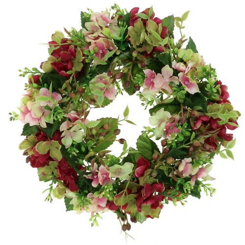 Floristik24 Krans hortensia's / bessen donkerrood Ø30cm