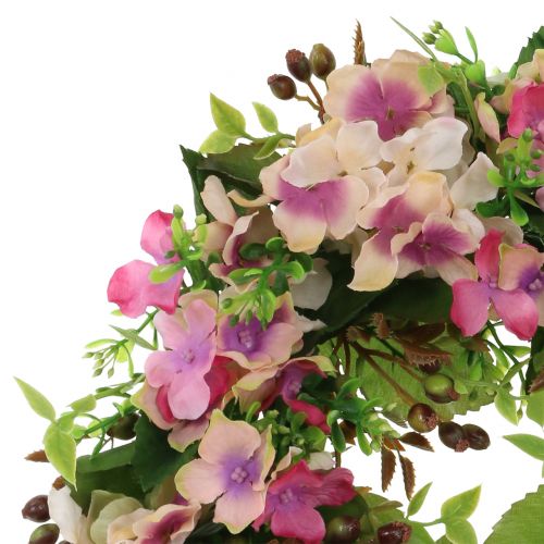 Artikel Bloemenkrans met hortensia en bessen roze Ø30cm