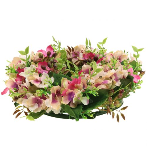 Floristik24 Bloemenkrans met hortensia en bessen roze Ø30cm