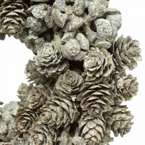 Floristik24 Decoratiekrans kegels lariks en cipres wit, glitter Ø20cm 2st