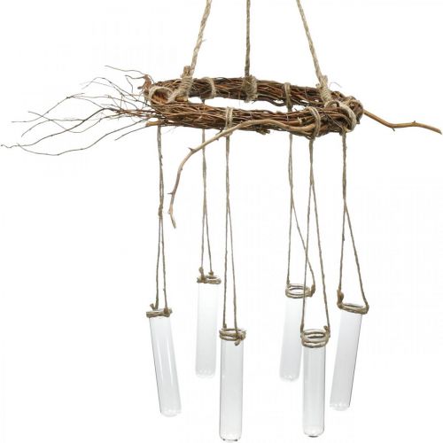 Floristik24 Wilgenkrans met reageerbuisjes, decoratieve krans om op te hangen L85cm Ø28cm