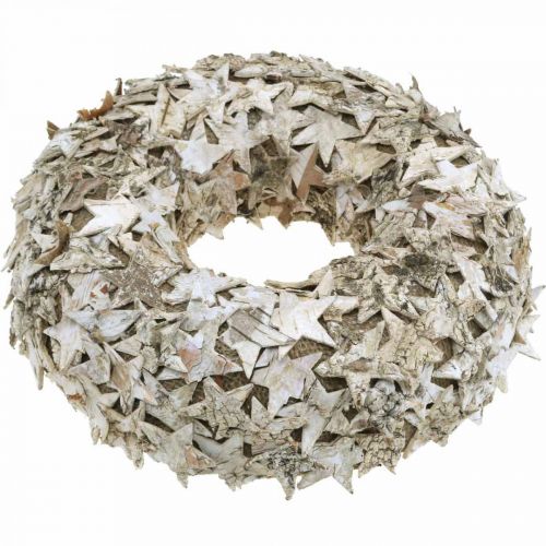 Floristik24 Decoratieve krans sterren berkenschors Kerstkrans berk Ø30cm