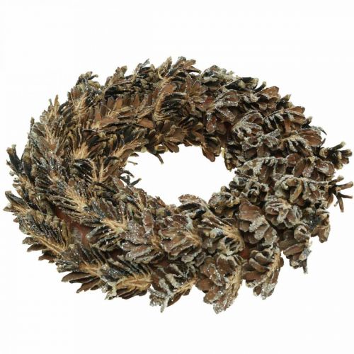 Artikel Sierkranskegels Kerstkrans bruin, glitter Ø30cm