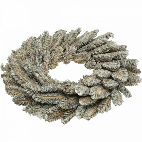 Floristik24 Sierkranskegels Adventskrans deurkrans wit, glitter Ø35cm