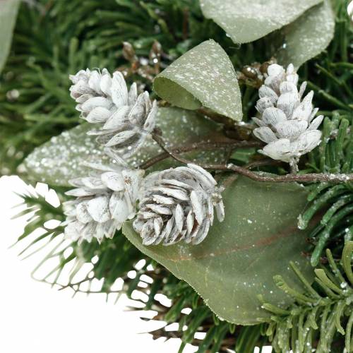Floristik24 Decoratieve krans eucalyptus en kunstkegels Ø45cm groen, wit