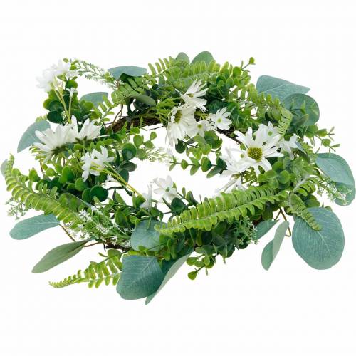 Artikel Kunstmatige eucalyptuskrans met varen, madeliefjes en jasmijn, deurkrans, decoratieve krans, tafeldecoratie