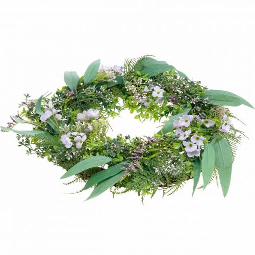 Artikel Decoratieve krans eucalyptus, varen, bloemen Kunstkrans Tafelkrans