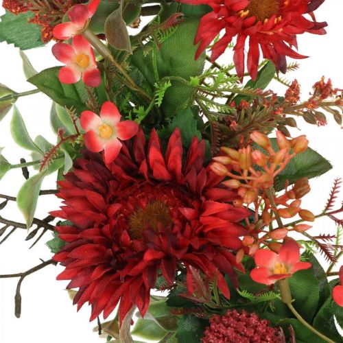 Floristik24 Herfstkrans zijden bloemen rode gerbera distel deurkrans Ø42cm