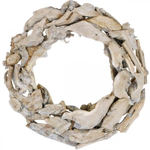 Floristik24 Houten krans wortels en takken White wash decoratieve krans Ø40cm H9cm