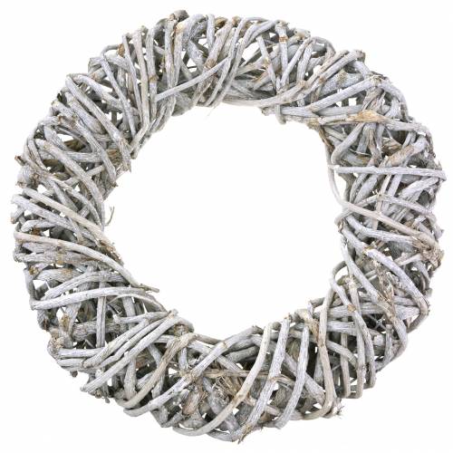 Floristik24 Decoratieve krans liaan hout wit gewassen Ø50cm