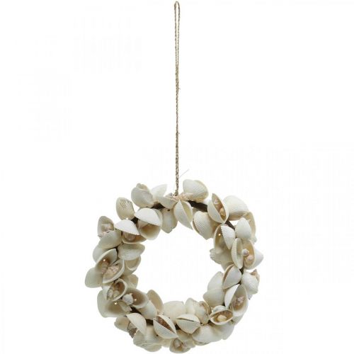 Floristik24 Maritieme krans, zeedecoratie, decoratieve kransschelpen en slakkenhuizen naturel Ø26,5cm