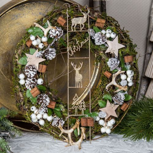Floristik24 Krans natuurlijke krans houten krans takken mos glitter Ø40cm