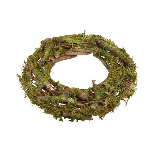 Floristik24 Krans natuurlijke krans houten krans takken mos glitter Ø28cm