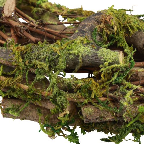 Floristik24 Krans natuurlijke krans houten krans takken mos glitter Ø28cm