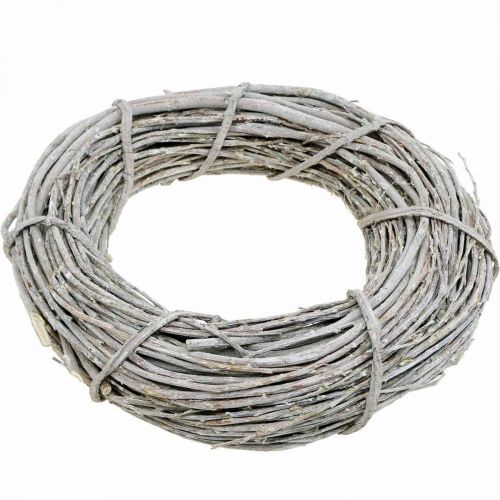 Floristik24 Decoratiekrans witgekalkt Ø35cm Shabby Chic deurkrans tafeldecoratie