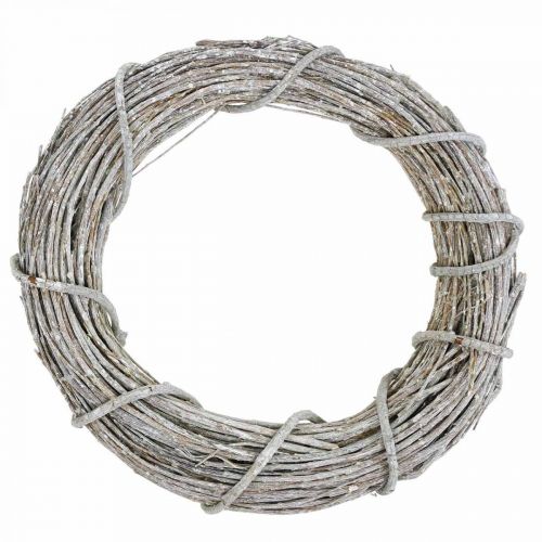 Floristik24 Decoratiekrans witgekalkt naturel krans deurkrans Shabby Chic Ø42cm