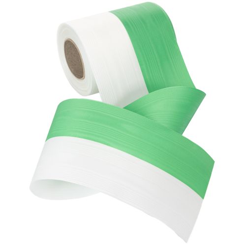 Artikel Moiré kranslint 125 mm x 25 m in groen en wit, geweven taftlint, nationaal lint, decoratief lint