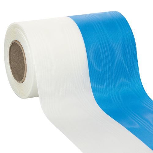 Artikel Moiré blauw-witte kranslinten, 150 mm