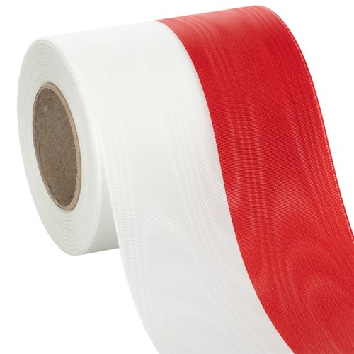 Moiré wit-rode kranslinten 100 mm kopen | Floristik24.nl