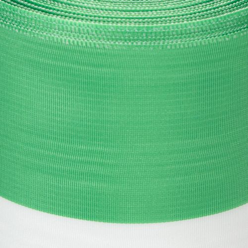 Groen en wit moiré kranslint, 100 mm x 25 m - nationaal lint, taftbinding, striklint, decoratief lint | Floristik24.nl