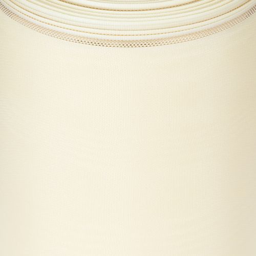 Artikel Crèmekleurig kranslint met gouden rand, supersatijn, 125 mm breed, 25 m lang - Waterdicht, ideaal voor computerbedrukking en milieuvriendelijk.