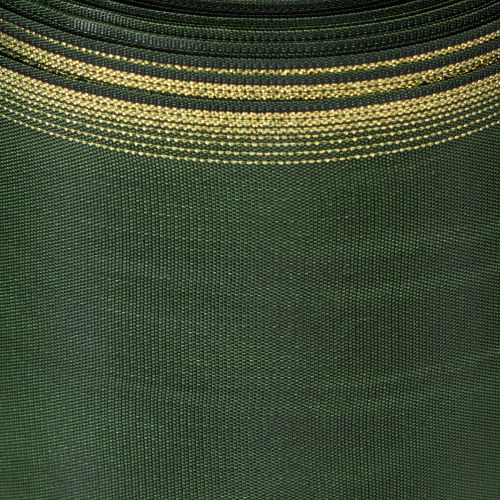 Artikel Moiré kranslint, 150 mm, donkergroen met gouden parelrand, taftweefsel, rol van 25 meter voor decoratie en vormgeving.