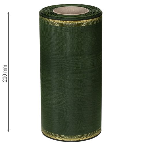 Artikel Moiré kranslint 200 mm donkergroen met parelrand en taftweefsel - decoratief lint voor feestelijke en rouwbloemen, 25 m