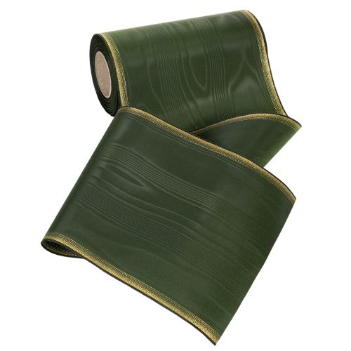 Artikel Moiré kranslint 200 mm donkergroen met parelrand en taftweefsel - decoratief lint voor feestelijke en rouwbloemen, 25 m