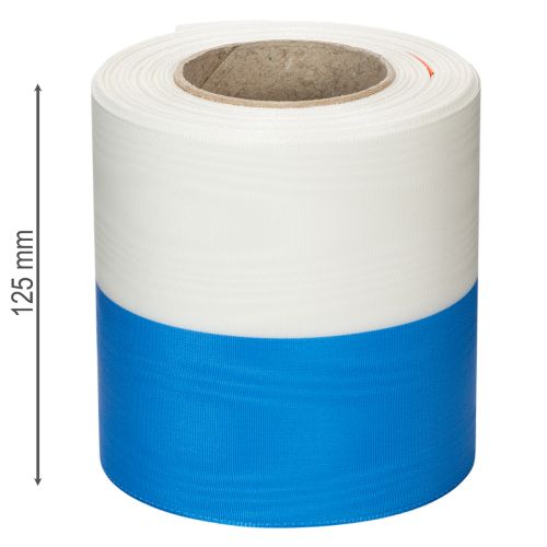 Artikel Moiré blauw-wit kranslint, 100 mm decoratief taftlint