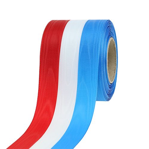 Floristik24 Kranslint moiré blauw-wit-rood 75mm