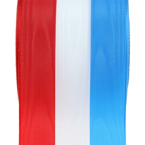 Floristik24 Kranslint moiré blauw-wit-rood 75mm