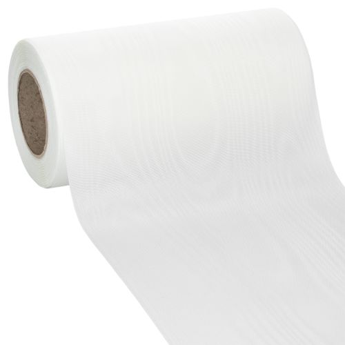 Floristik24 Wit kranslint voor rouwbloemen, 175 mm breed, 25 m lang, hoogwaardig acetaatlint
