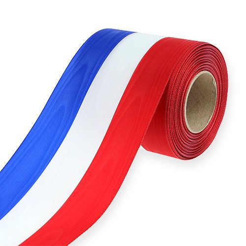 Artikel Kranslinten moiré blauw-wit-rood 100 mm