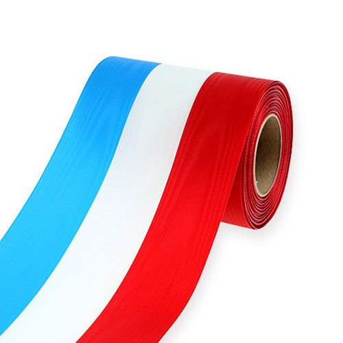 Floristik24 Kranslinten moiré blauw-wit-rood 150 mm