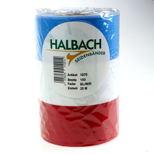 Floristik24 Kranslinten moiré blauw-wit-rood 150 mm