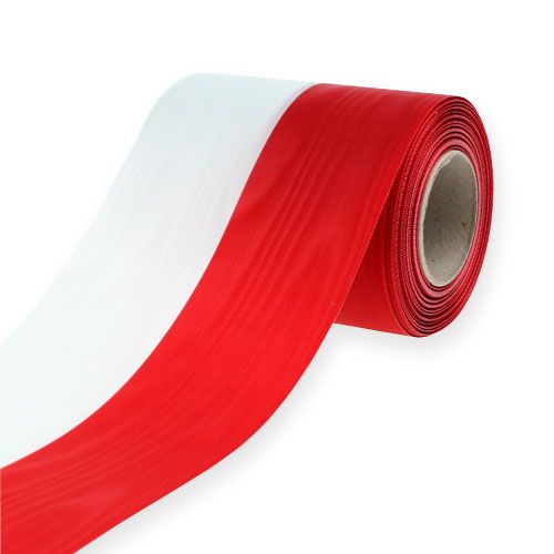 Floristik24 Kranslinten Moiré Wit-Rood 100 mm