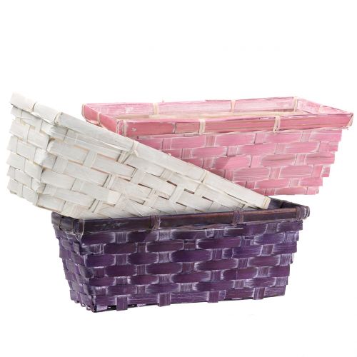 Frietmand vierkant paars / wit / roze 6st