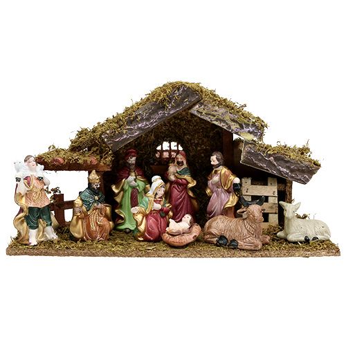 Registratie Aan het liegen stopverf Floristik24.nl Kerststal met 9 figuren 38 cm x 20 cm - goedkoop online kopen