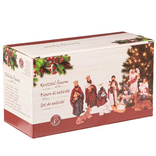 Artikel Kerststalfiguren set 11 kleurrijke figuren met de hand beschilderd 3,5-9,5 cm