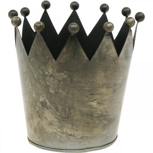 Artikel Deco kroon antiek look grijs metalen tafeldecoratie Ø15cm H15cm