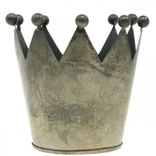 Artikel Deco kroon antiek look grijs metalen tafeldecoratie Ø12,5cm H12cm