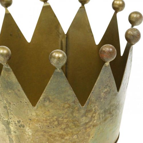 Floristik24 Deco kroon antiek messing look metalen tafeldecoratie Ø14cm H9cm