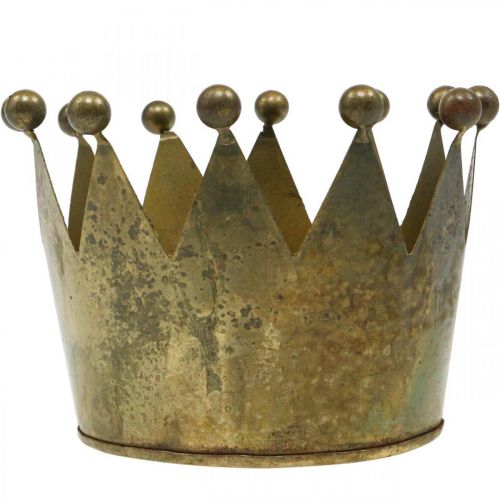 Floristik24 Deco kroon antiek messing look metalen tafeldecoratie Ø14cm H9cm