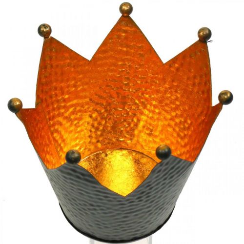 Floristik24 Theelichthouder kroon zwart goud tafeldecoratie metaal H13.5cm